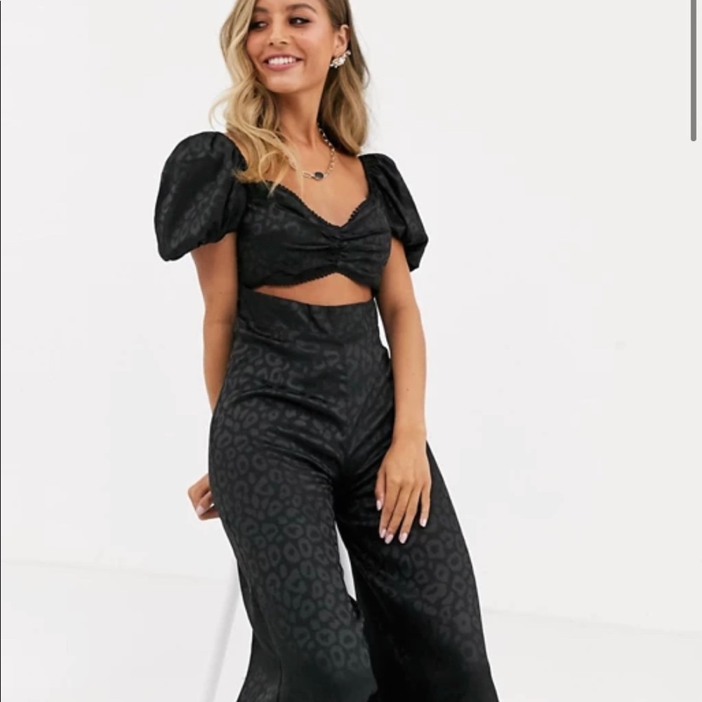 Black sateen jumpsuit